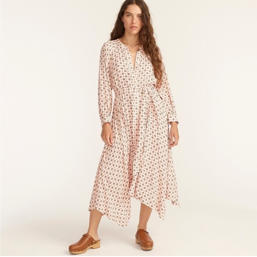 J. Crew handkerchief hem shirtdress in medallion print, XS
